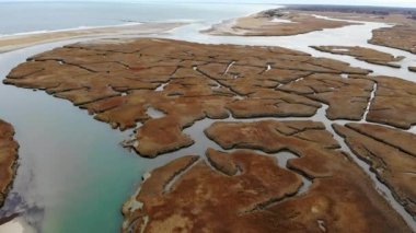 Tuz bataklıklarının hava sonbahar manzarası, Cape Cod, Massachusetts, ABD.
