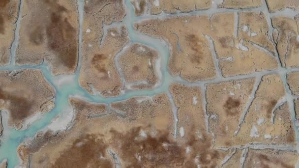 Widok z lotu ptaka na bagna solne. Przylądek dorsz, Massachusetts. Stany Zjednoczone — Wideo stockowe