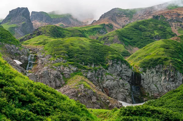 Paysage Montagneux Île Paramushir Îles Kouriles Russie Les Sources Thermales — Photo