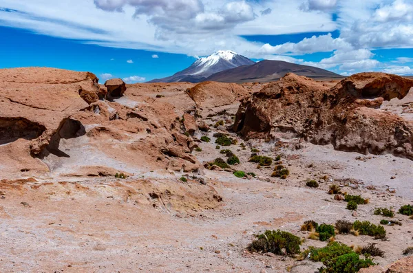 Pohled Kamenné Pole Sopku Ollague Bolívie Chile Hranice — Stock fotografie