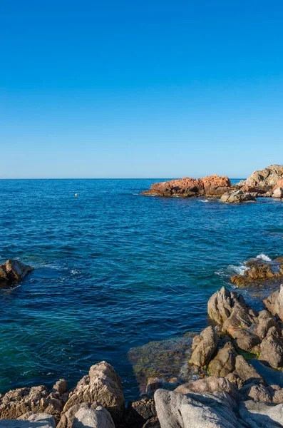 Widok Plaży Cala Estreta Palamos Costa Brava Prowincja Girona Katalonia — Zdjęcie stockowe