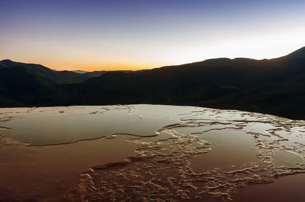 Hierve Agua Sorgente Termale Nelle Valli Centrali Oaxaca Vista Notturna — Foto Stock