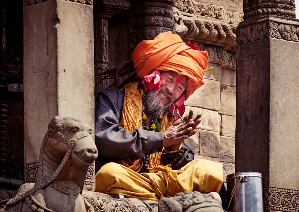 Sadhu com rosto pintado tradicional — Fotografia de Stock