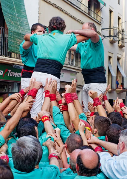 Wydajność Castells, Katalonia, Hiszpania — Zdjęcie stockowe