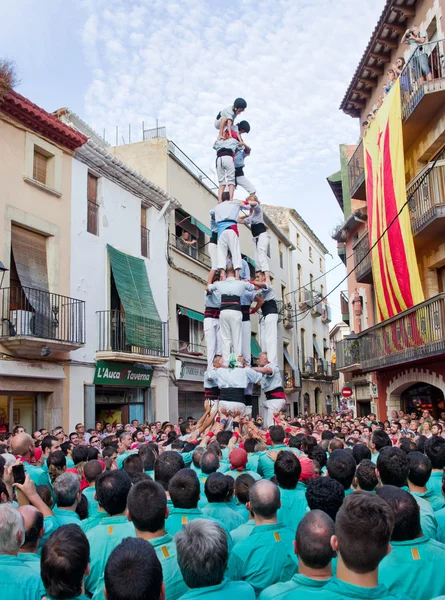 Wydajność Castells, Katalonia, Hiszpania — Zdjęcie stockowe