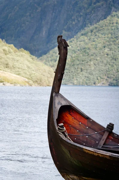 Old viking boat in Sognefjord — Stock Photo, Image