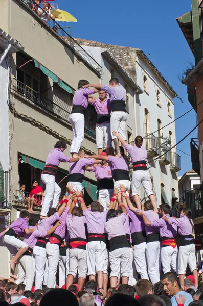 Castells Performance en Torredembarra — Foto de Stock