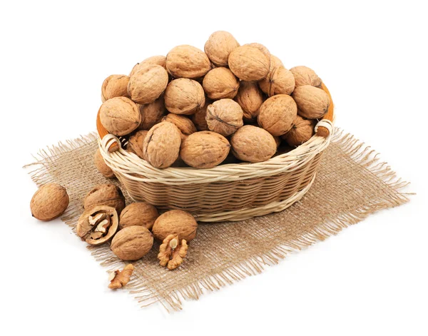 Basket full of walnuts — Stock Photo, Image