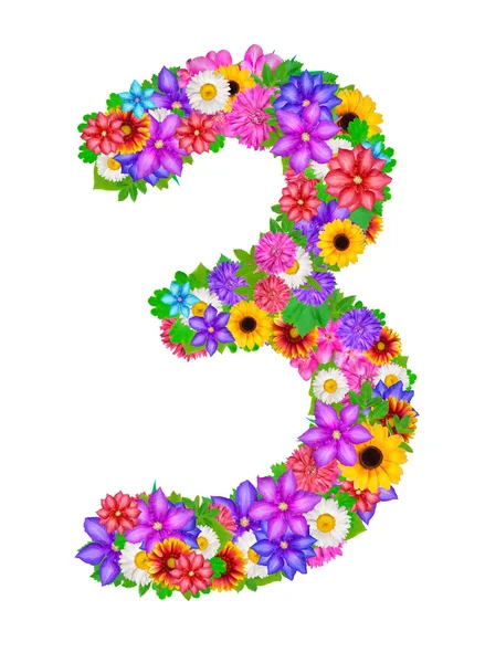 Educational floral 3 number — Stock Photo, Image