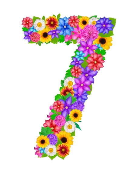 Educational floral 7 number — Stock Photo, Image