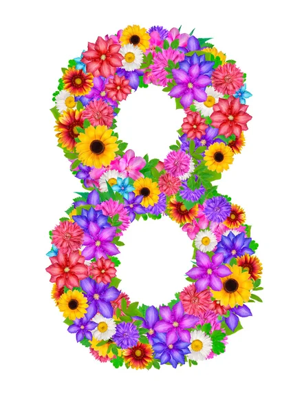 Educational floral 8 number — Stock Photo, Image