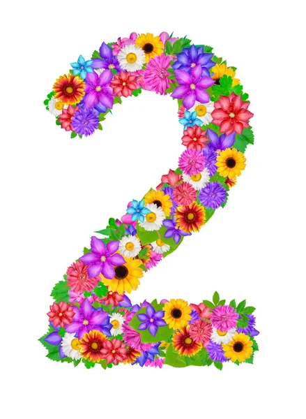 Educational floral 2 number — Stock Photo, Image