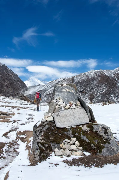 Grupo de caminhadas em trilha no Nepal — Fotografia de Stock