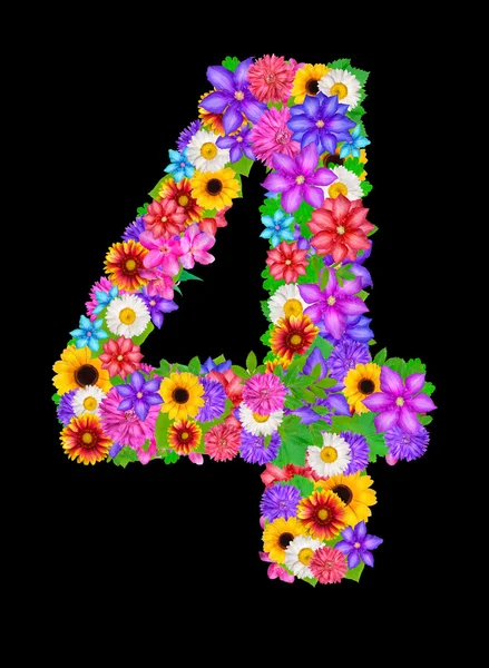 çiçeklerden yapılmış 4 numara