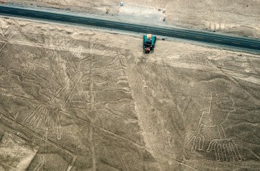 Geoglyphs ve çizgiler Nazca Çölü'nde