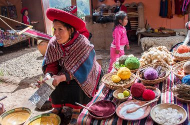 Peruvian woman in Chinchero clipart
