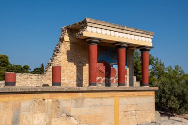 Yunanistan 'ın Girit adasındaki ünlü Knossos sarayının antik kalıntıları.