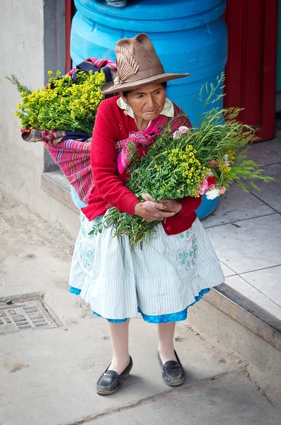 Перуанская женщина на улице — стоковое фото