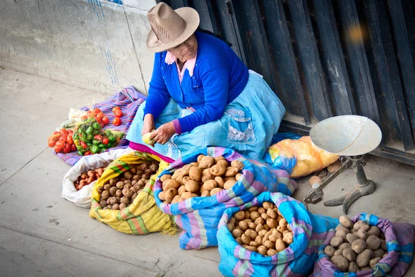 Mujer peruana en la calle — Foto de Stock