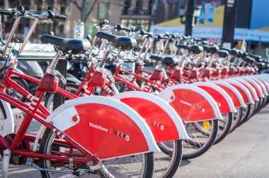 Bisiklet park yeri Barcelona, İspanya.