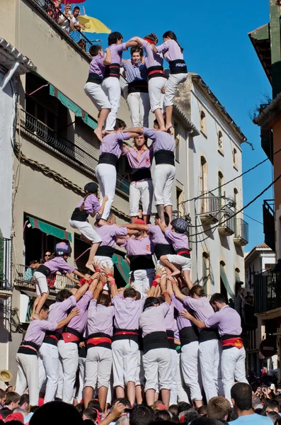 Castells Performance in Torredembarrassa — стоковое фото
