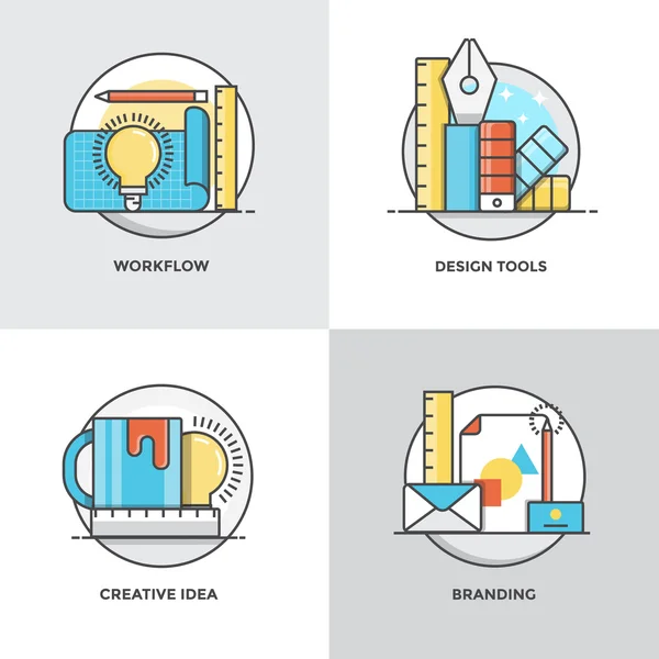 Línea plana Conceptos de diseño 4 — Archivo Imágenes Vectoriales