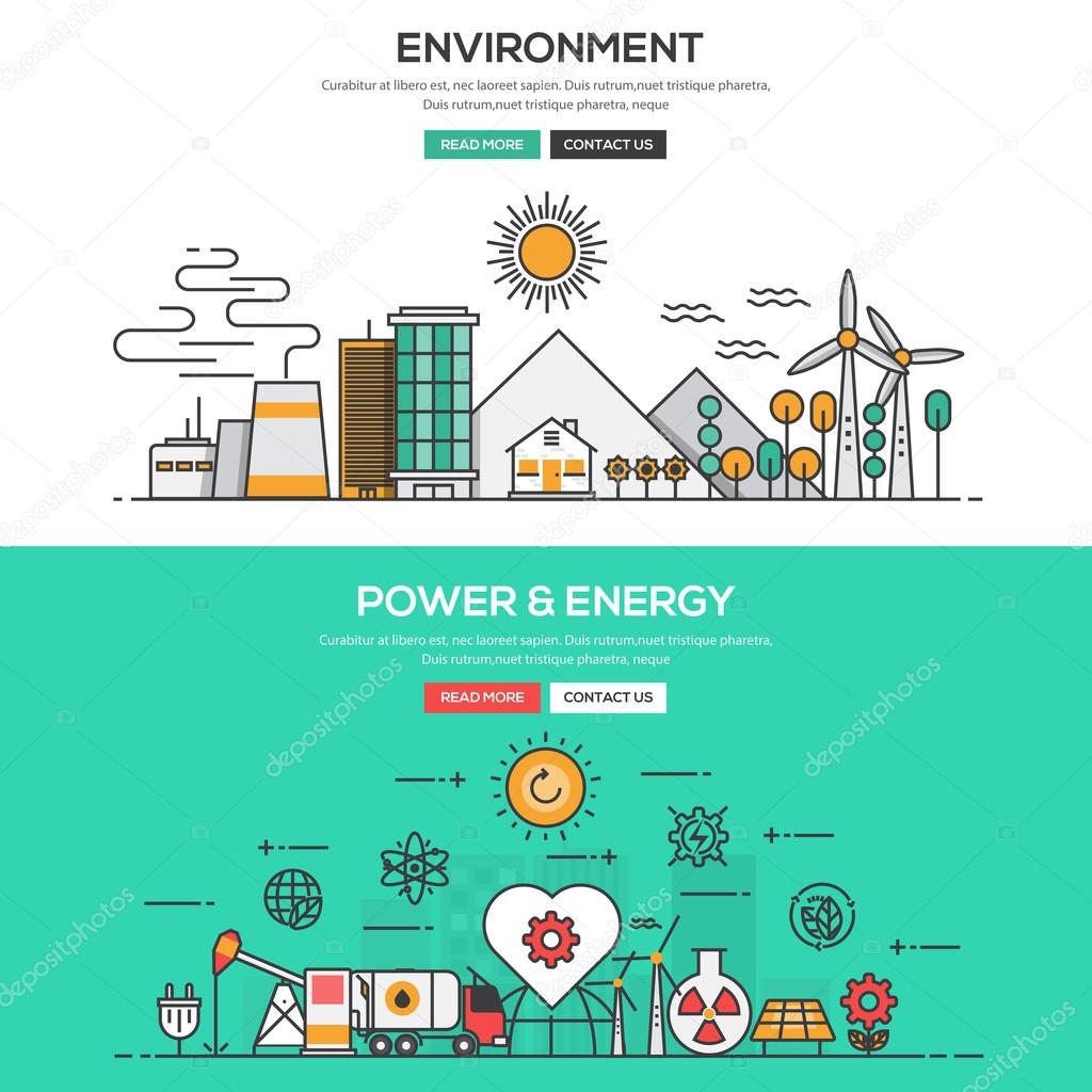 Flat design line concept -Environment and Power and Energy