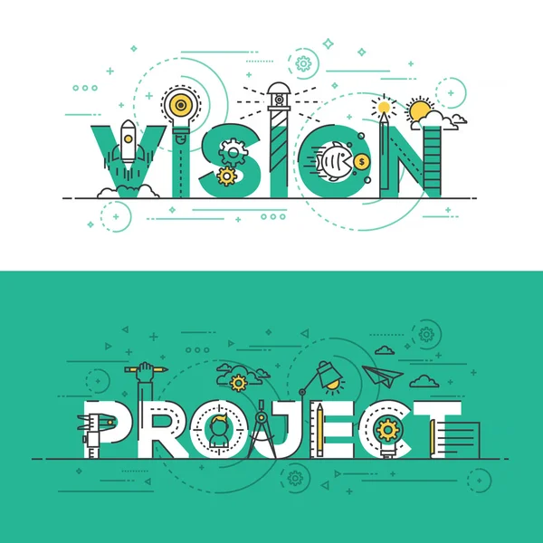 Platt design line konceptet banner-Vision och projekt — Stock vektor