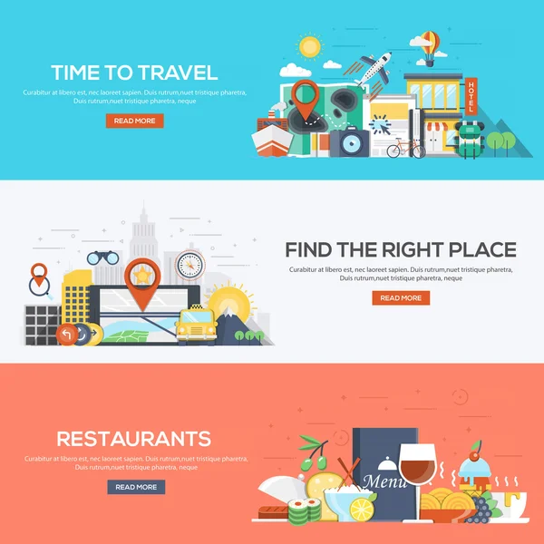 フラット設計バナー-時間旅行するには — ストックベクタ