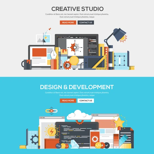 Flat design concept banner- Creative Studio and Development — Stock Vector