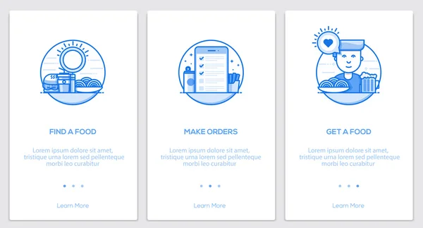 Conceptos de Oneboarding de línea plana — Archivo Imágenes Vectoriales