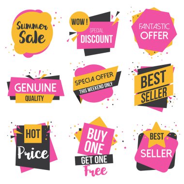 Düz tasarım origami etiketleri