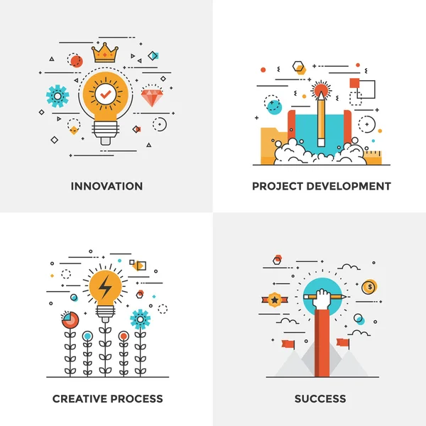 Современные концепции плоской линии — стоковый вектор