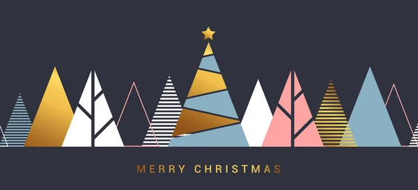 Modern Flat Design Creative Christmas Greeting Card Abstract Christmas Trees — Stock Vector