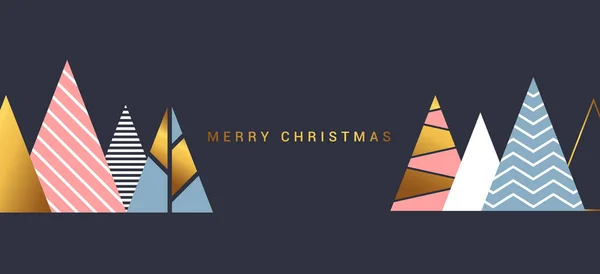 Modernes Flaches Design Kreative Weihnachtsgrußkarte Abstrakte Weihnachtsbäume Urlaubsthema Kann Als — Stockvektor