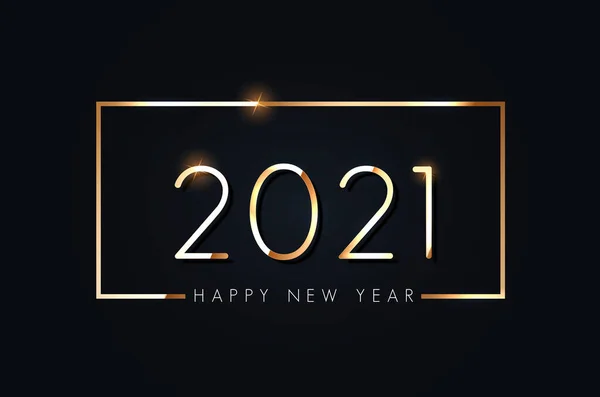 Happy New 2021 Year Elegant Gold Text Light Vector Illustration — Stock Vector