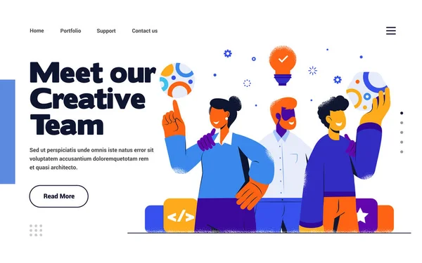 압축기 슬라이드 템플릿 페이지 사이트 템플릿 Trendy Flat Design 우리의 — 스톡 벡터