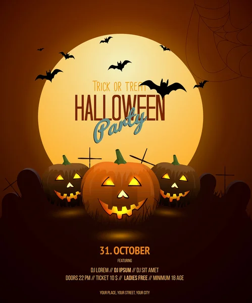 Halloween natt affisch mall — Stock vektor