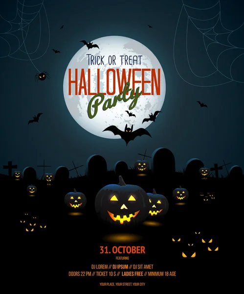 Halloween nacht poster sjabloon — Stockvector