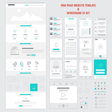 Fllat responsive one page website template clipart