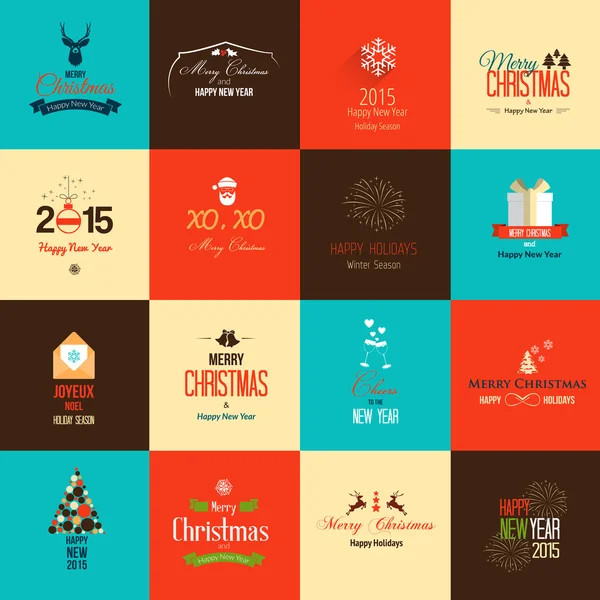 Conjunto de ícones planos para o Natal e Ano Novo — Vetor de Stock