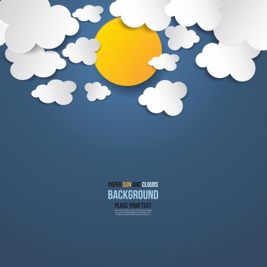 Arka arka plan - beyaz kağıt bulutlar ve güneş