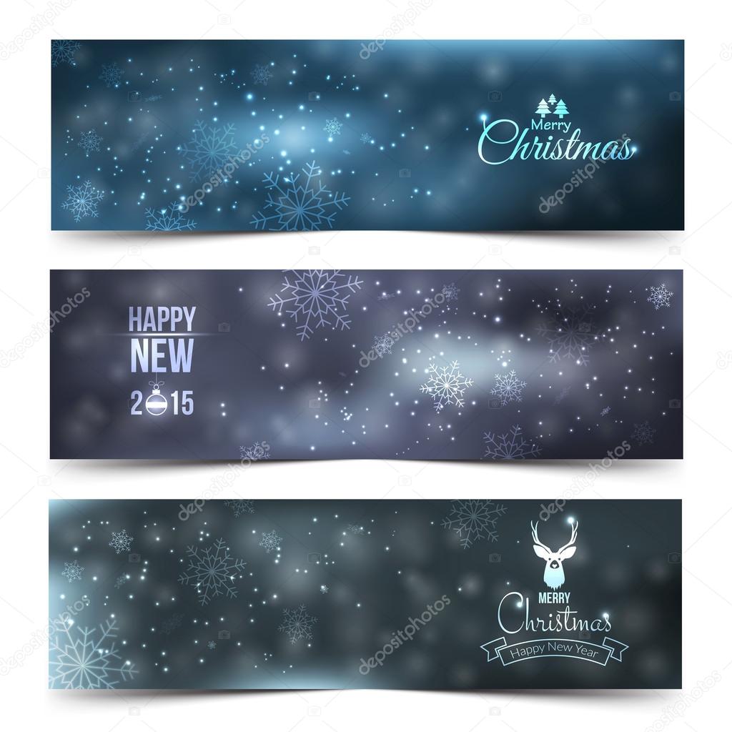 Set of colorful abstract Christmas, New Year banners