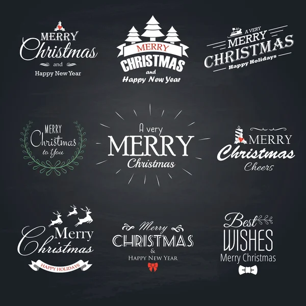 Kerstmis instellen etiketten, emblemen en decoratieve elementen - chalkboa — Stockvector