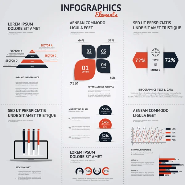Infographic öğeleri büyük kümesi. Düz stil. Vektör