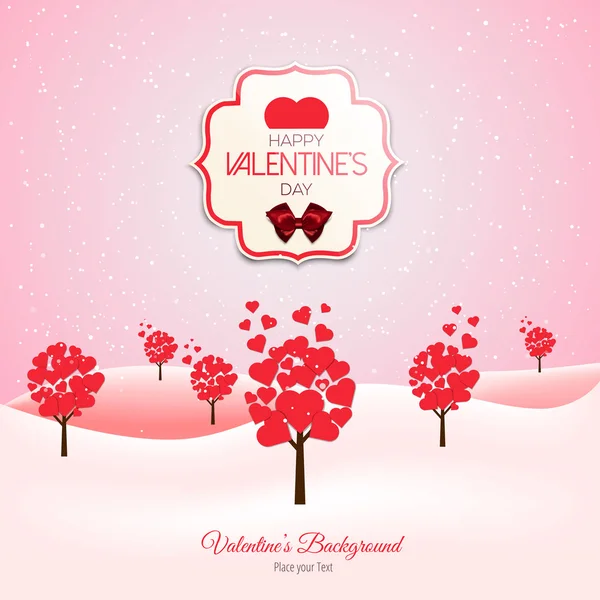 Valentine bomen met hartvormige bladeren — Stockvector