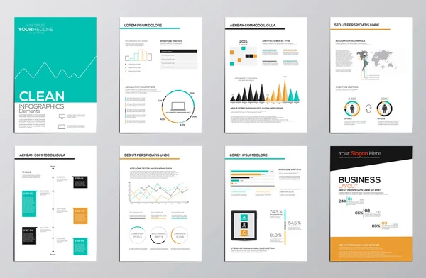 Elementos de infografía empresarial para folletos corporativos — Vector de stock