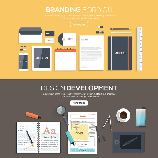 Banners de design plano — Vetor de Stock