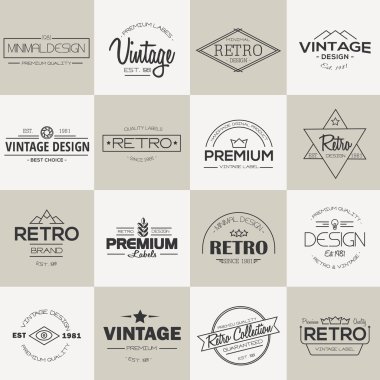 En az vintage etiketleri ve rozetleri koleksiyonu