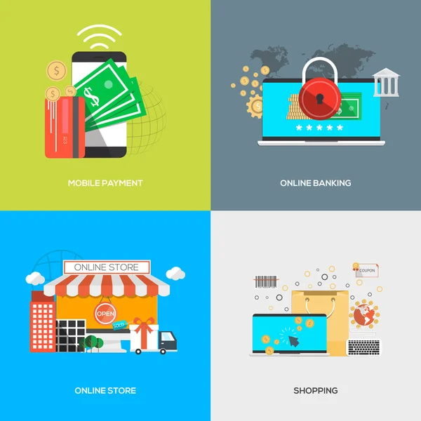 Conceptos planos diseñados — Vector de stock